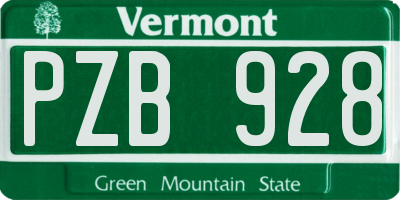 VT license plate PZB928