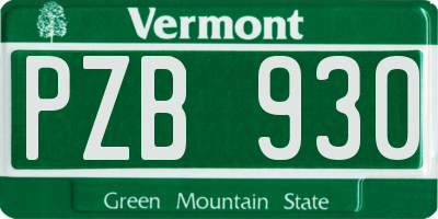 VT license plate PZB930
