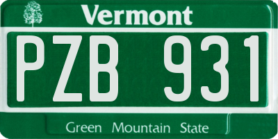 VT license plate PZB931