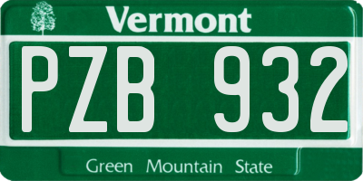 VT license plate PZB932