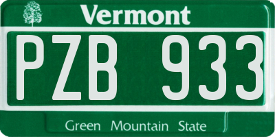 VT license plate PZB933