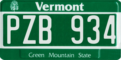 VT license plate PZB934