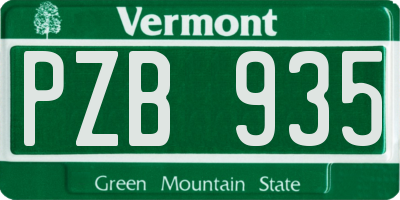 VT license plate PZB935