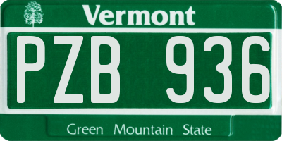 VT license plate PZB936