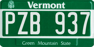 VT license plate PZB937