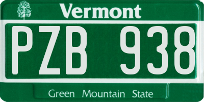 VT license plate PZB938