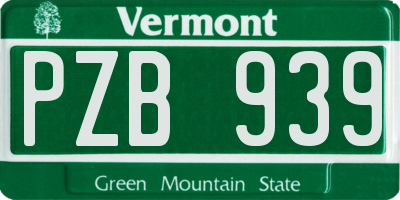 VT license plate PZB939