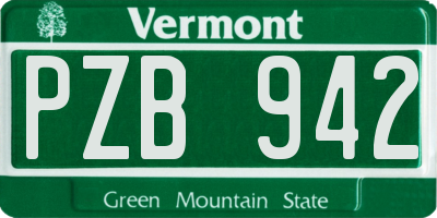 VT license plate PZB942
