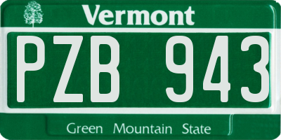 VT license plate PZB943