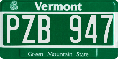 VT license plate PZB947