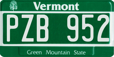 VT license plate PZB952