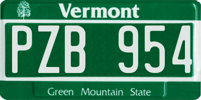 VT license plate PZB954
