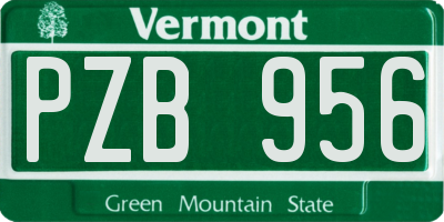 VT license plate PZB956