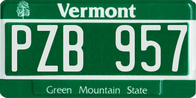 VT license plate PZB957
