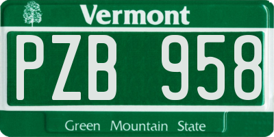 VT license plate PZB958