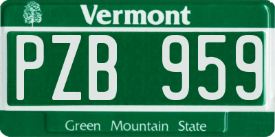 VT license plate PZB959