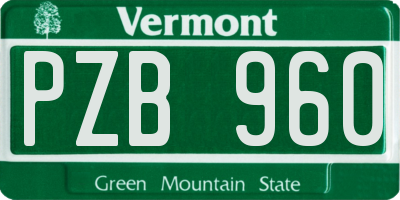 VT license plate PZB960