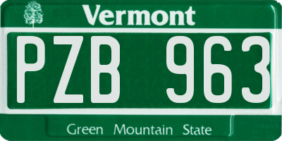 VT license plate PZB963