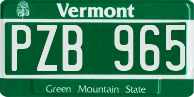 VT license plate PZB965