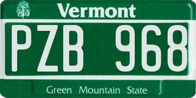 VT license plate PZB968