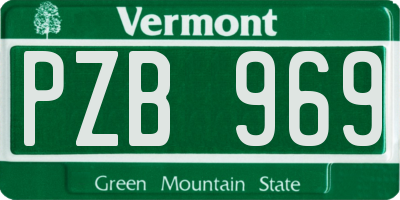 VT license plate PZB969