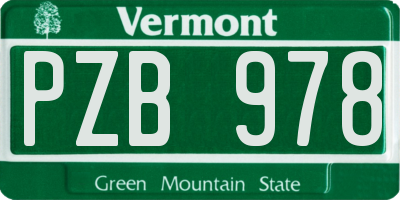 VT license plate PZB978
