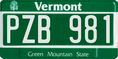 VT license plate PZB981