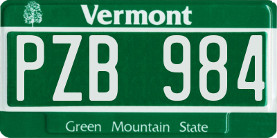 VT license plate PZB984