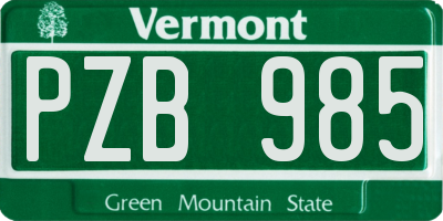 VT license plate PZB985