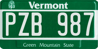 VT license plate PZB987