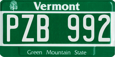 VT license plate PZB992