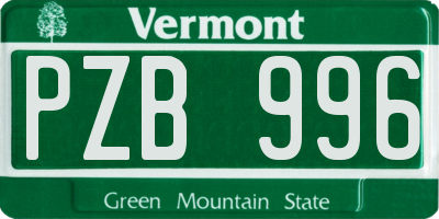 VT license plate PZB996