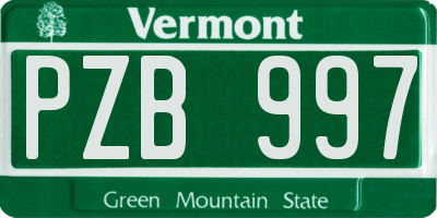 VT license plate PZB997