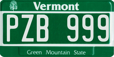 VT license plate PZB999