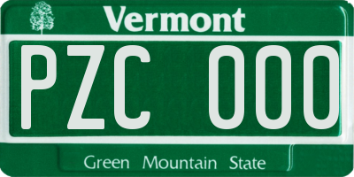 VT license plate PZC000