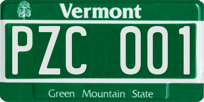 VT license plate PZC001