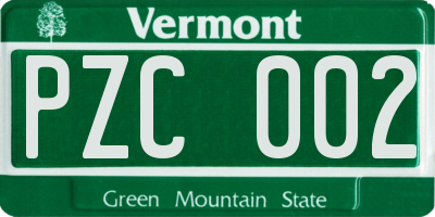 VT license plate PZC002