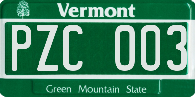 VT license plate PZC003
