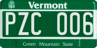 VT license plate PZC006