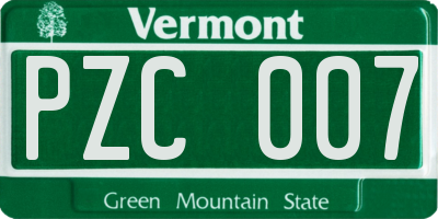 VT license plate PZC007