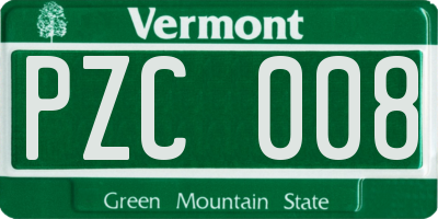 VT license plate PZC008