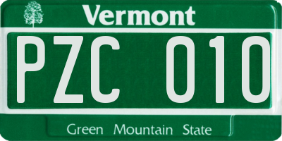 VT license plate PZC010