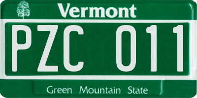 VT license plate PZC011