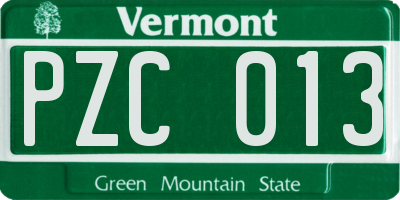 VT license plate PZC013