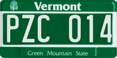 VT license plate PZC014