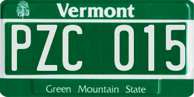 VT license plate PZC015