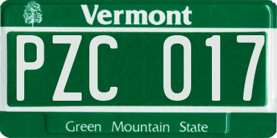 VT license plate PZC017