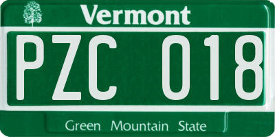 VT license plate PZC018