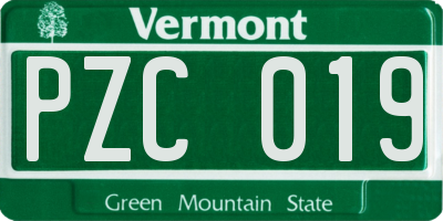 VT license plate PZC019