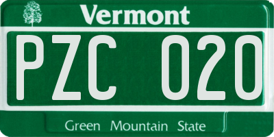 VT license plate PZC020